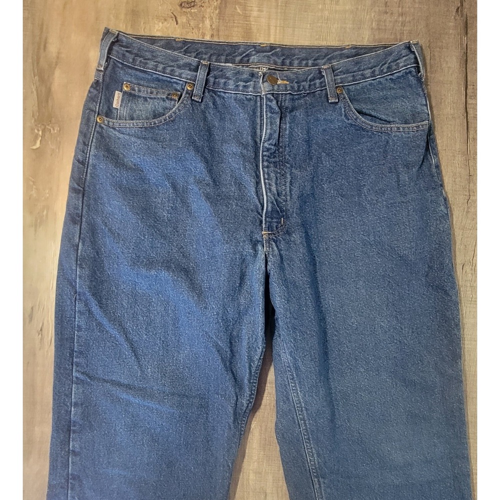 Carhartt B172 DST Relaxed Fit Flannel Lined Jeans Dark Stone Blue 38x30 Mens